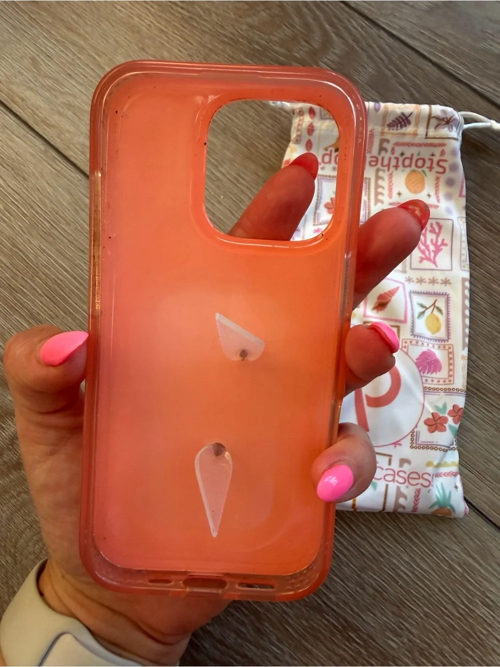 Loopy Case Pink White Coral Patterned iPhone Case with Pouch